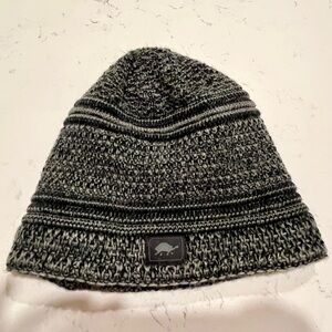 Turtle Fur Black and Gray Knit Beanie Fleece Lining Winter Warm